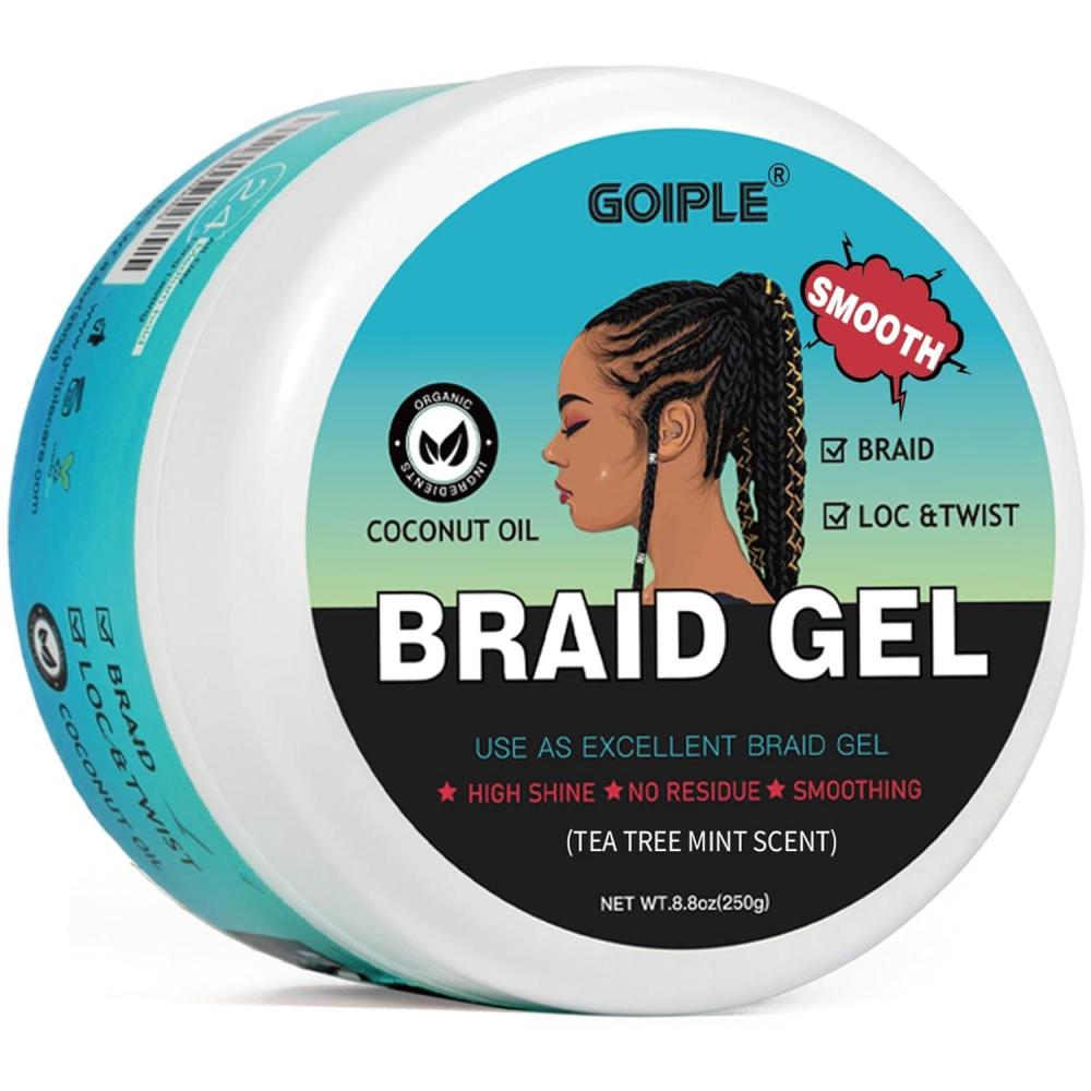 imageBraid ampamp Loc Gel Good for Twist Locs Braids Edge No Flake Extra Hold High Shine Braiding Gel ampamp Edge Control Long Lasting for Locks Cornrows Smooths ampamp Tames Frizz 88oz Tea Treebraid gel88ozTea Tree