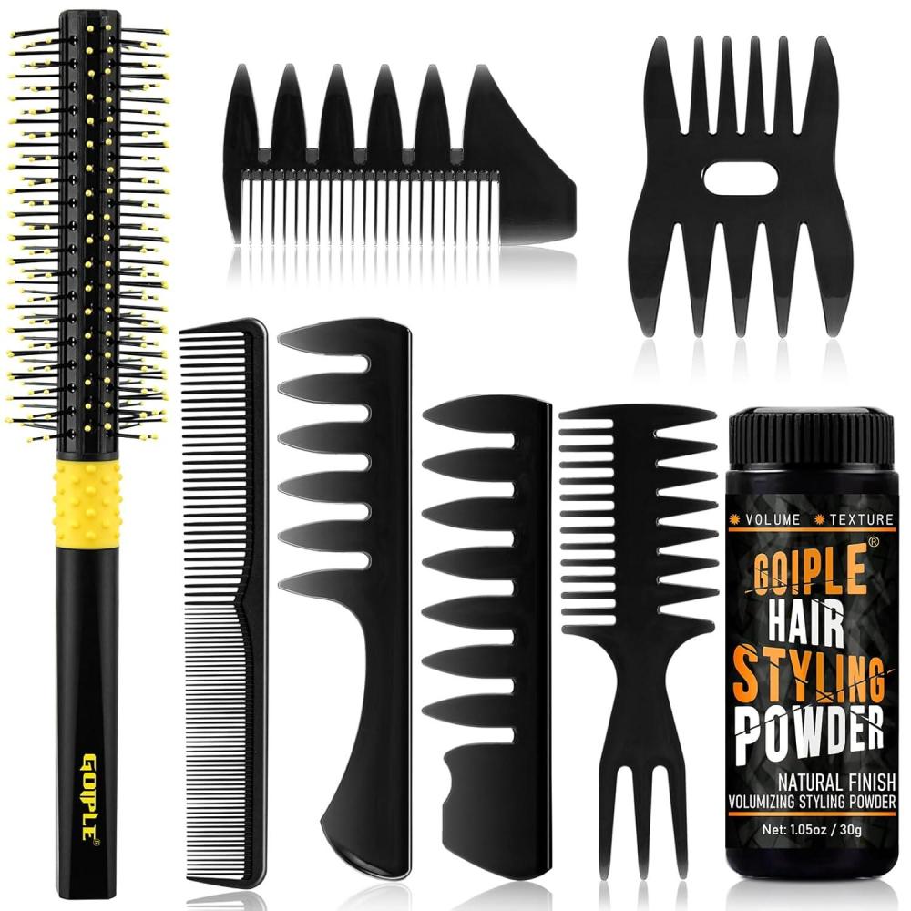 imageHair Styling Combs Set Wide Tooth Texture Comb For Men Hair Brushampamp Styling Comb Set Professional Barber Tools for All Hair Types  Hair Styling Powder Natural Look for Mens Flexible Hold Matte Finish