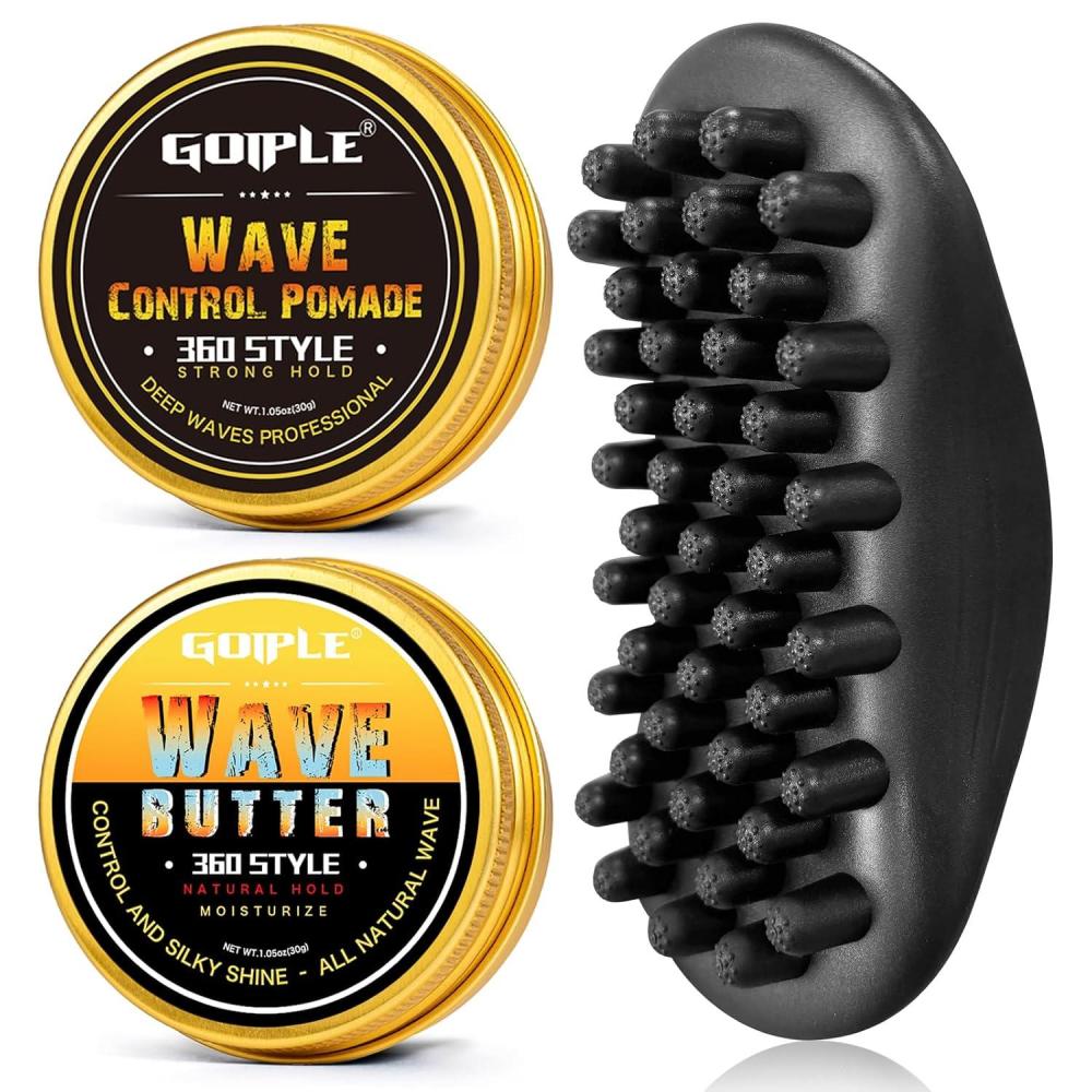 imageWave Pomade Hair Twist Sponge Brush Twist Styler for Black Men Washable Afro Curl Sponge Racket for Barbers ampamp Daily Use Ideal for Curly Rubber Large Tooth Brush Hair Pomade Styling Set
