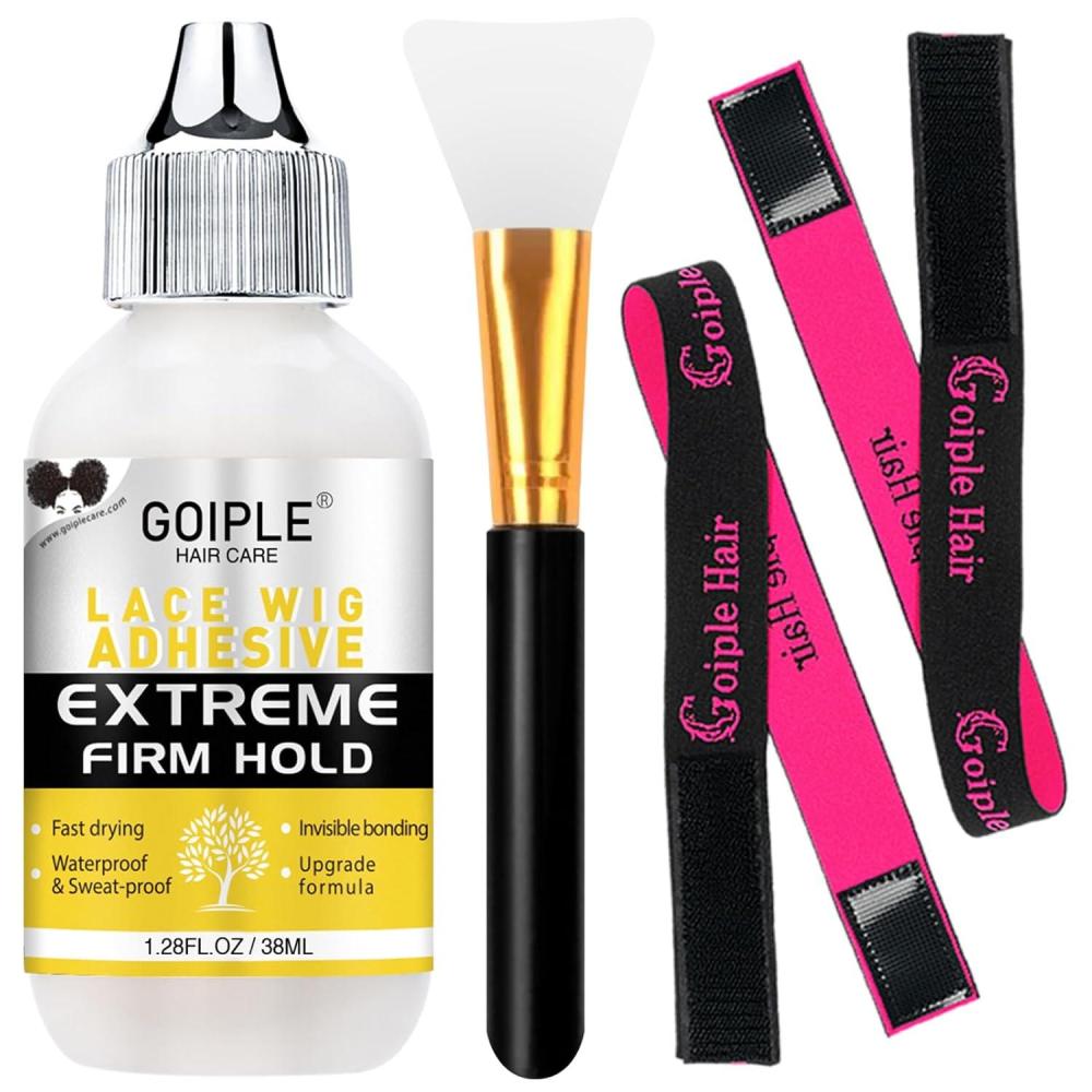 imageWig Accessory Essentials Kit Lace Front Wig Glue Wig Adhesive Extension Spray for Extend Boding Time of Lace Glue Natural and Gentle Formula Lace ampamp Skin Nutrition Spray Extend Duration of Adhesivelace glue applicator 4pcs