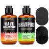 image12 FL OZ Wash Shampoo for Black Men  360 Waves Shampoo for Men Hydration Enhance Shampoos Biotin Hair Growth Shampoos with Wave Comb Hair Brush Strengthens Hair Promote Growth Nourishes 2 scents
