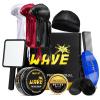 imageWave Pomade for Men Strong Hold Easy Wash 360 Wave Training Hair Cream Waves Grease for Men Promotes Layered Waves Moisture Silky Shine Wave Pomade Wave Brushe Silky Durag Wave Cap Set Blue