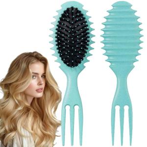 8 Pieces Hair Styling Comb Set Teasing Rat Tail Brush for Edge&Back Brushing, Combing, Slicking Hair for Women Edge Brush Double Sided Edge Comb for All Hair Styles(edge control brush-8pcs)(curl brush-green-1pc)