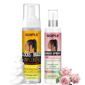 Braid Foam Control Mousse Hair Braiding Mousse for Twist, Locs, Braids Lightweight – Braid Spray Rose Mint for Dreads, Dreadlocks, Locks Spray Rose Water for Itchy Scalp (2PCS)