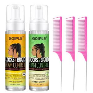 Braid Foam Control Mousse for Braids, Twist, Locs – No Flake, Extra Hold, High Shine, Moisturizes – Lightweight, Smooth – Easy to Apply (4pcs)(2 scents-5pcs)