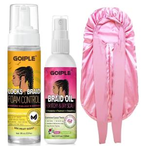 Braid Oil for Soothes Moisturizes Dry & Itchy Scalp – Braiding Scalp Oil Enhances Shine and Reduces Frizz Refreshes – Braid Foam Control Braid Mousse for Braids, Twist, Locs with Braid Hair Bonnet