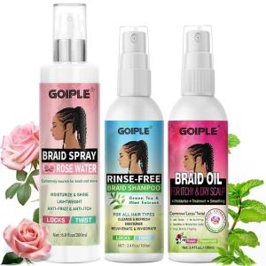 Braid Spray Rose Mint for Dreads, Dreadlocks, Locks – No-Water Braid Shampoo for Locs, Twists, Weaves – Rinse-Free Dreadlock Shampoo for Build-Up – Braid Oil for Soothes Moisturizes Dry & Itchy Scalp
