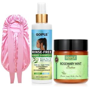 Braid Spray Rose Mint for Dreads, Dreadlocks, Locks – Rose Water Braid Spray No-Water Braid Shampoo for Locs, Twists, Weaves – Rinse-Free Dreadlock Shampoo for Build-Up, Odor, Itch & Flakes 2PCS(BSRBB-3pcs)
