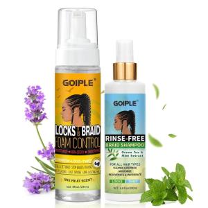 Braid Spray Rose Mint for Dreads, Dreadlocks, Locks – Rose Water Braid Spray No-Water Braid Shampoo for Locs, Twists, Weaves – Rinse-Free Dreadlock Shampoo for Build-Up, Odor, Itch & Flakes 2PCS(braid shampoo & braid mousse-2pcs)