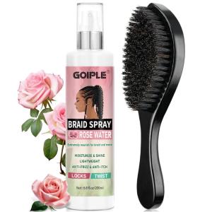 Braid Spray Rose Water for Dreads, Dreadlocks, Locks Spray Rose Water for Itchy Scalp, Shine&Bightweight for Dull Hair Twists, Cornrows, Box Braids Moisturizer Loc Moisturizer Braid Bristle Hair Brush(3.4 Fl Oz (Pack of 2))