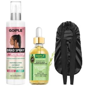 Braid Spray Rose Water for Dreads, Dreadlocks, Locks Spray Rose Water for Itchy Scalp, Shine&Bightweight for Dull Hair Twists, Cornrows, Box Braids Moisturizer Loc Moisturizer Braid Bristle Hair Brush(2.27 Fl Oz (Pack of 3))