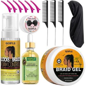 Extra Hold Braiding Kit – Smoothing Gel for Twists, Locs, Braids, Cornrows, High Shine Long Lasting Braid Mousse Foam, and Bonnet Tool(pineapple-14pcs)