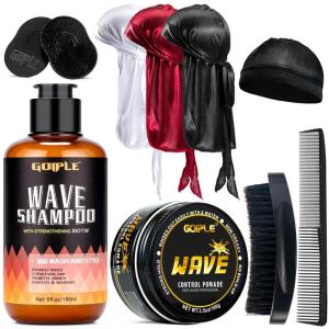 Goiple Waves Pomade-360 Waves Wash Shampoo -Wave Shampoo for Black Men 360 Wave Shampoo Hydration Shampoo Enhance Waves Shampoo Strenghtens Hair Promote Growth Wave Shampoo Set(white)