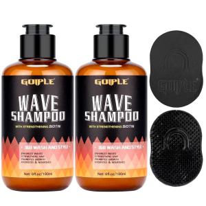Goiple Waves Pomade-360 Waves Wash Shampoo -Wave Shampoo for Black Men 360 Wave Shampoo Hydration Shampoo Enhance Waves Shampoo Strenghtens Hair Promote Growth Wave Shampoo Set(wave shampoo-4pcs)