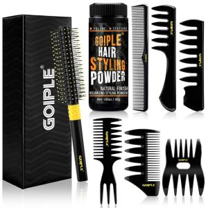 Hair Styling Combs Set Wide Tooth Texture Comb For Men, Barber Brush Comb Set Professional Barber Tools for All Types | Hair Styling Powder for Mens Natural Look Flexible Hold Matte Finish (8PCS)