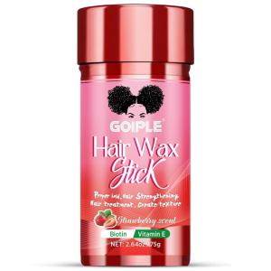 Hair Wax Stick Hair Pomade Hair Silk Stick for Hair, Long-Lasting Styling Wax Stick, Smoothing & Slick Stick for Women Men Fly Away & Edge Frizz Wax Hair with Edge Brush, Bristle Brush & Hair Comb(wax stick-strawberry scent-2.64oz)