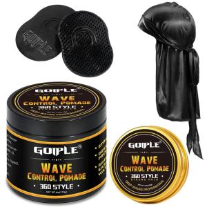 Natural Wave Pomade for Men Strong Hold, Easy Wash 360 Wave Training Hair Cream, Waves Grease for Men Promotes Layered Waves, Moisture, Control and Silky Shine with Rosemary Oil for Hair Growt Set(4oz wave pomade-5pcs)