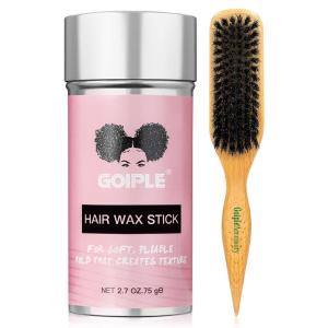 Slick Back Hair Brush & Wax Stick Set for Slick Back Hair – Teasing Boar Bristle Hair Brush for Sleek, Control, Flyaways & Baby Hairs – Wax Stick for Women Sectioning & Smoothing Ponytail Bun(bristle brush & wax stick-2pcs)