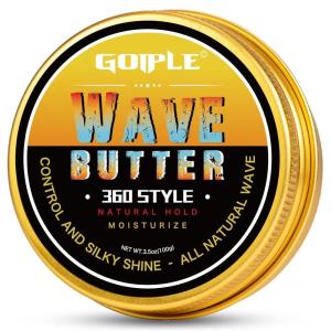Wave Butter 360 Wave Grease for Men – Wave Butter for Layered Waves, Moisture, Control and Silky Shine – All Natural Wave Cream with Shea Butter and Beeswax for Wolfing (3.5 OZ)