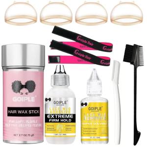 Wig Accessory Essentials Kit Lace Front Wig Glue, Wig Adhesive Extension Spray for Extend Boding Time of Lace Glue, Natural and Gentle Formula Lace & Skin Nutrition Spray Extend Duration of Adhesive(lace glue-11pcs)