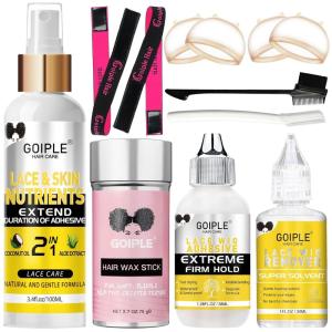 Wig Accessory Essentials Kit Lace Front Wig Glue, Wig Adhesive Extension Spray for Extend Boding Time of Lace Glue, Natural and Gentle Formula Lace & Skin Nutrition Spray Extend Duration of Adhesive(lace glue-12pcs)