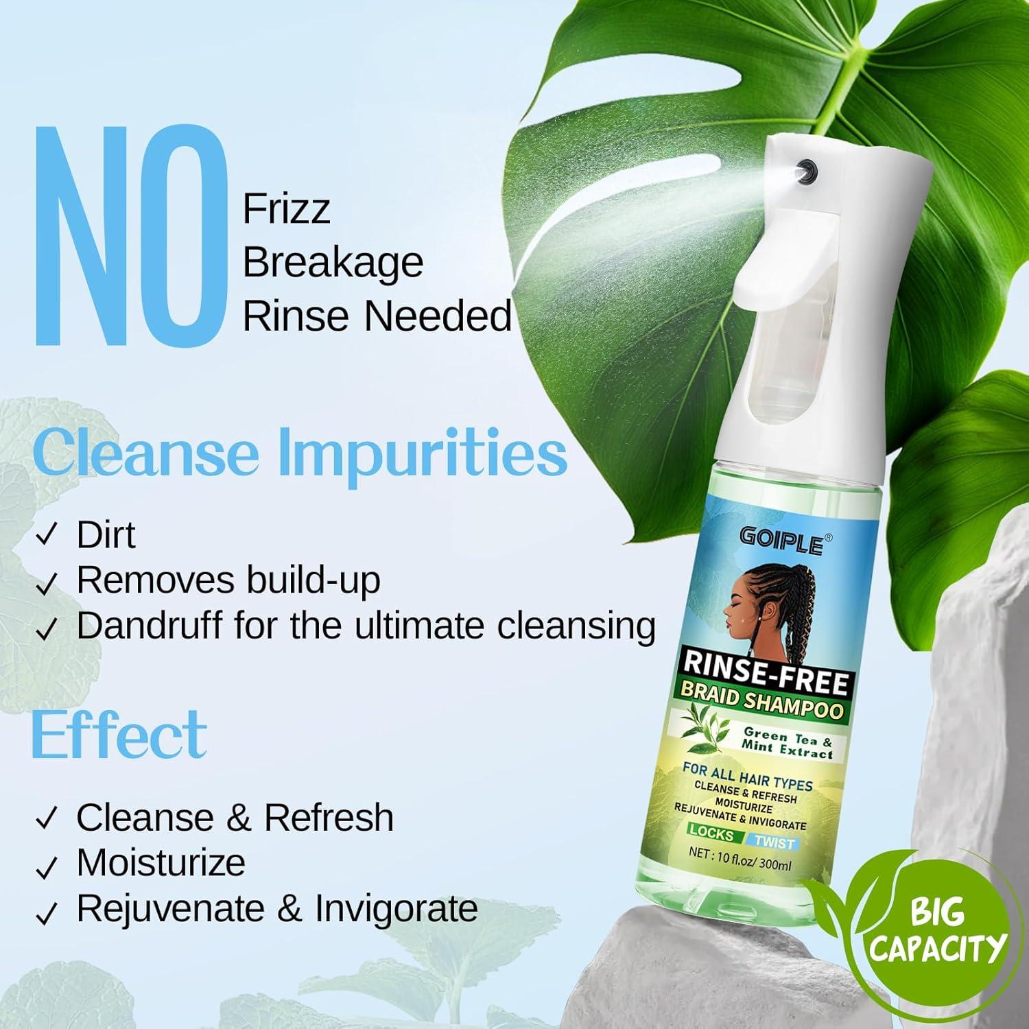 image10 FL OZ RinseFree Shampoo for Braid No Water Shampoo for Locs Braids Twists Weaves Dreadlock Dry Spray for BuildUp Odor Itch ampamp Flakes No Residue Chemical Free