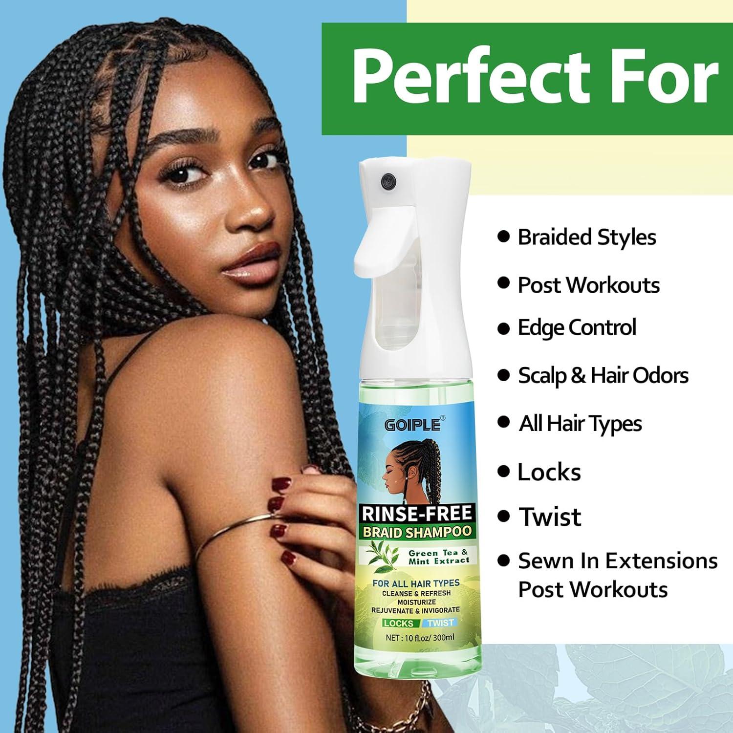image10 FL OZ RinseFree Shampoo for Braid No Water Shampoo for Locs Braids Twists Weaves Dreadlock Dry Spray for BuildUp Odor Itch ampamp Flakes No Residue Chemical Free