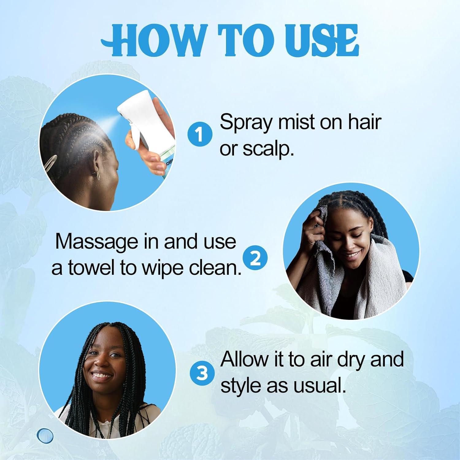 image10 FL OZ RinseFree Shampoo for Braid No Water Shampoo for Locs Braids Twists Weaves Dreadlock Dry Spray for BuildUp Odor Itch ampamp Flakes No Residue Chemical Free