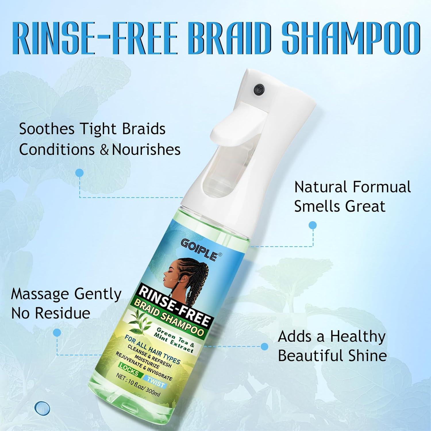 image10 FL OZ RinseFree Shampoo for Braid No Water Shampoo for Locs Braids Twists Weaves Dreadlock Dry Spray for BuildUp Odor Itch ampamp Flakes No Residue Chemical Free