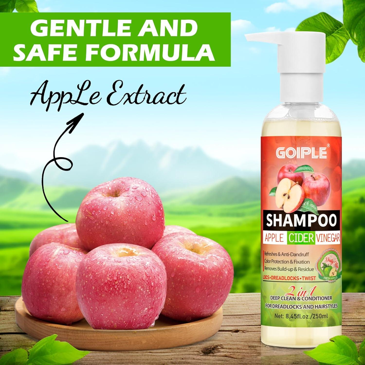 image2 in 1 Deep Clean ampamp Conditioner Apple Cider Vinegar Shampoo Rose ampamp Castor Hair Oil for Hair Growth Strengthening Hair Oil  Braid Shampoo Hair Growt Oil Set For Dreadlocks Locs Twist All Hair Typesshampoocastor oil2pcs