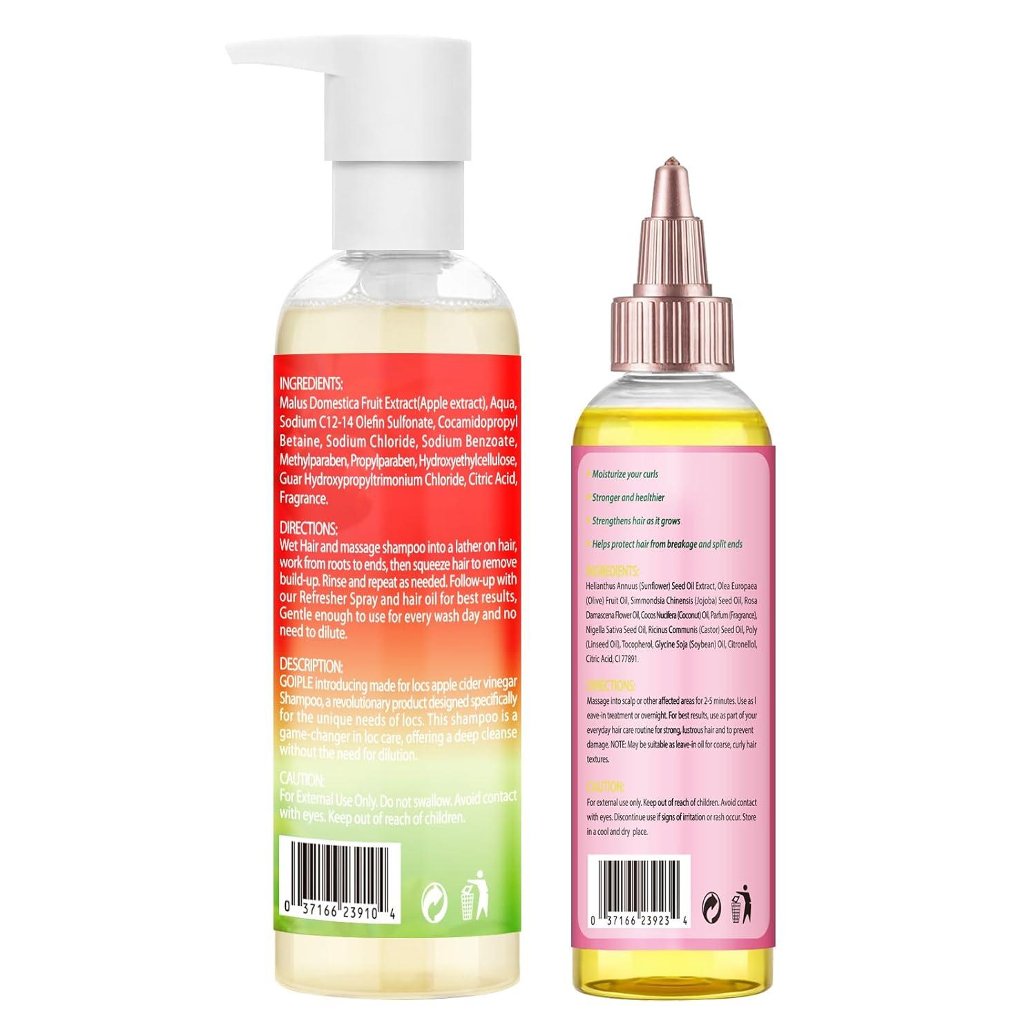 image2 in 1 Deep Clean ampamp Conditioner Apple Cider Vinegar Shampoo Rose ampamp Castor Hair Oil for Hair Growth Strengthening Hair Oil  Braid Shampoo Hair Growt Oil Set For Dreadlocks Locs Twist All Hair Typesshampoocastor oil2pcs
