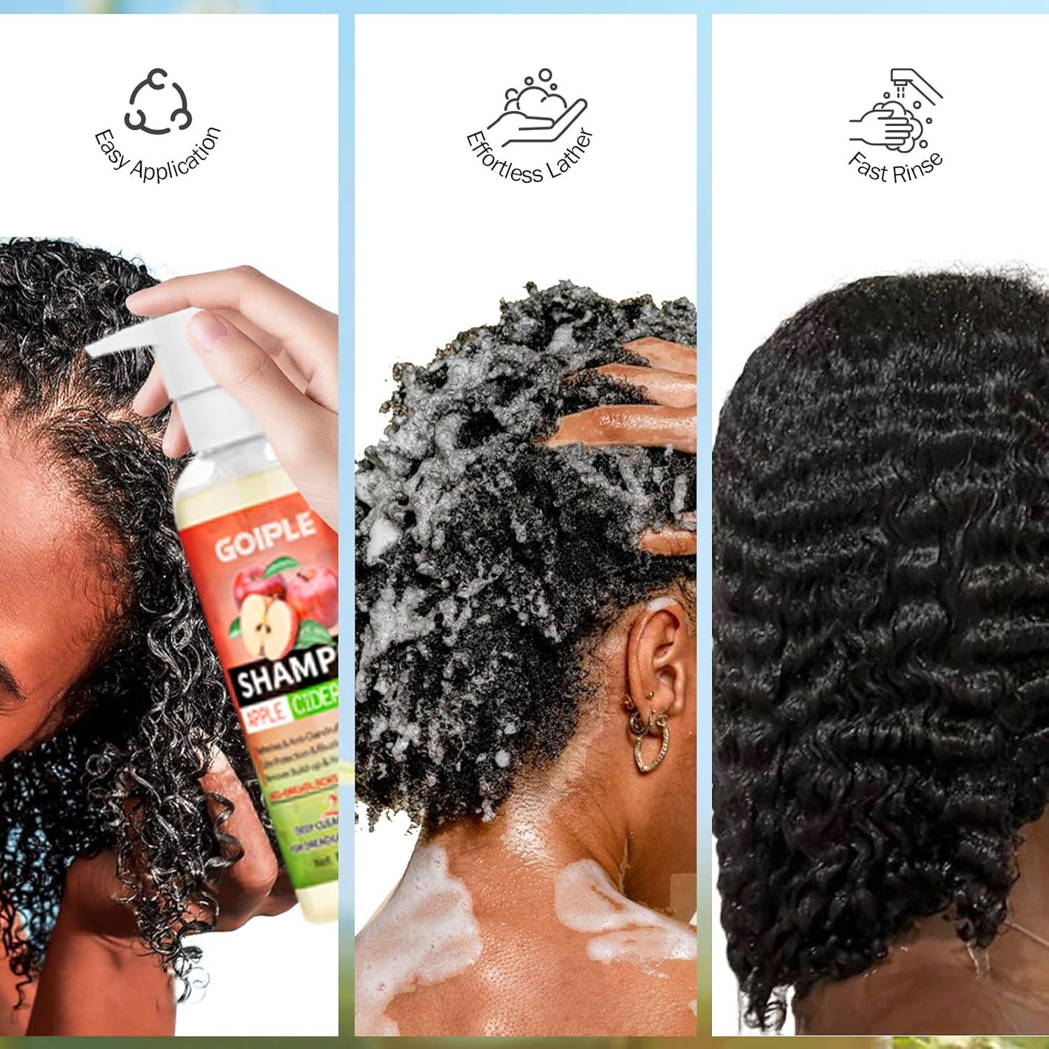 image2 in 1 Deep Clean ampamp Conditioner Apple Cider Vinegar Shampoo Rose ampamp Castor Hair Oil for Hair Growth Strengthening Hair Oil  Braid Shampoo Hair Growt Oil Set For Dreadlocks Locs Twist All Hair Typesshampoo2pcs