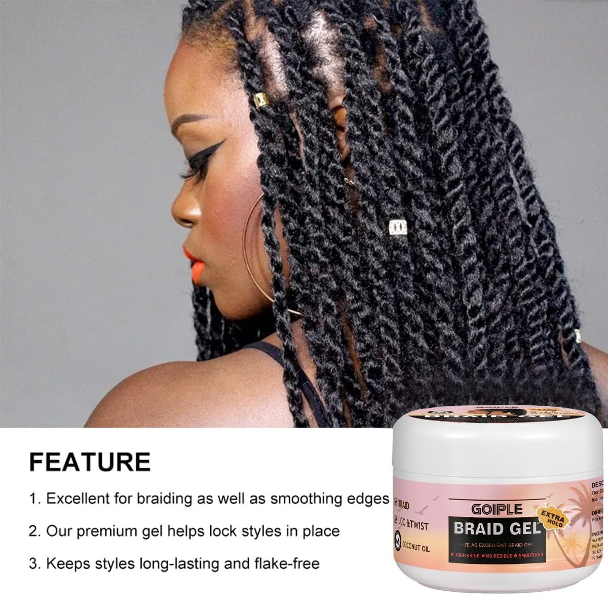imageExtra Hold Styling Gel and Mousse for Braids Twists Locs Cornrows Frizz Taming Smoothing ampamp Edge Control with Rosemary Hair Growth Oil Bonus Hair Combs Bonnet Clips