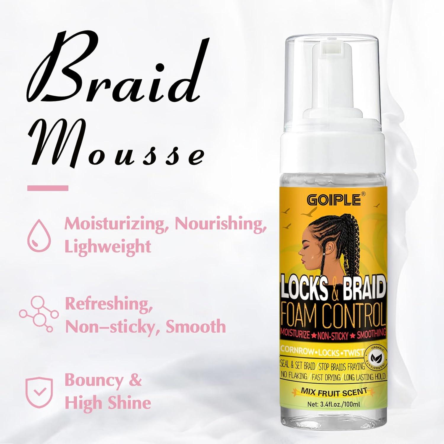 imageExtra Hold Styling Gel and Mousse for Braids Twists Locs Cornrows Frizz Taming Smoothing ampamp Edge Control with Rosemary Hair Growth Oil Bonus Hair Combs Bonnet Clips