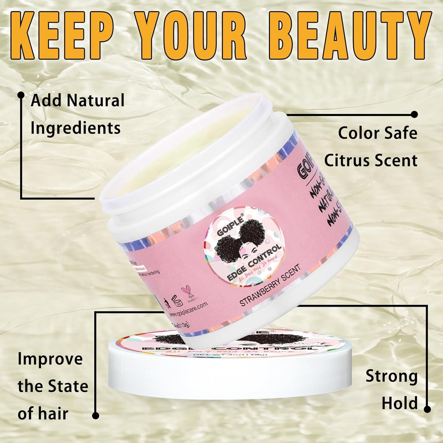 imageGoiple Edge Control Wax for Women  Strong Hold NonGreasy Smoother Styling Wax for Black Hair  No Flaking Rosemary Oil for Growth Braiding Gel Braid Mousse Shine