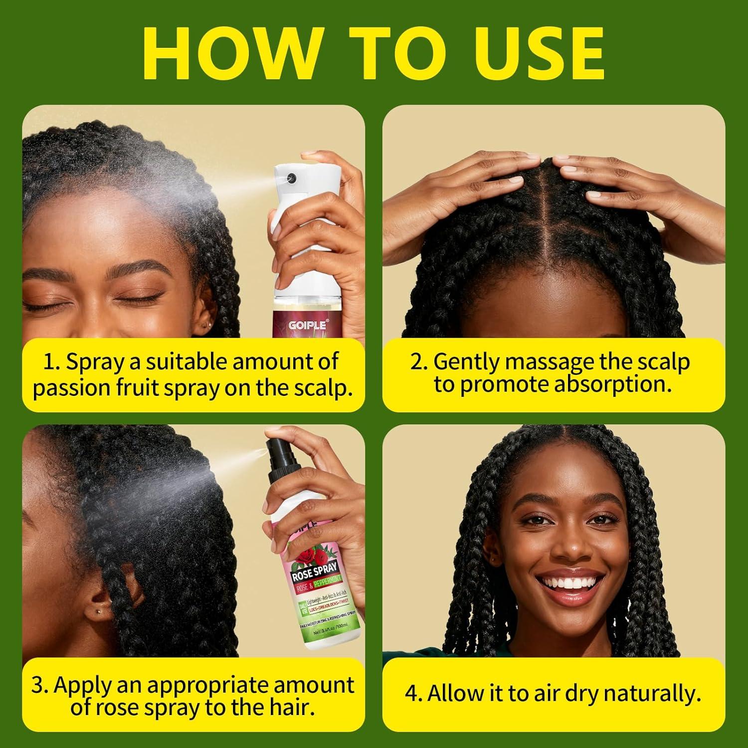 imageLoc Moisturizing Spray for Dull Dry Locs  Daily Passion Fruit Hair and Scalp Moisturizer for Dreadlocks Sisterlocks Microlocks Braids  Rose Water for Hair Loc Spray Moisturizing Refreshing2PCS