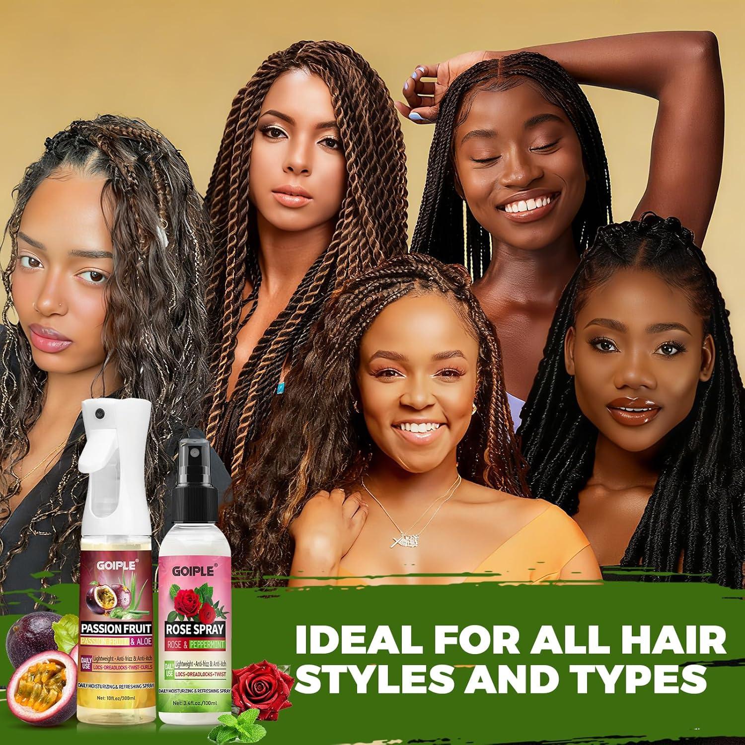 imageLoc Moisturizing Spray for Dull Dry Locs  Daily Passion Fruit Hair and Scalp Moisturizer for Dreadlocks Sisterlocks Microlocks Braids  Rose Water for Hair Loc Spray Moisturizing Refreshing2PCS