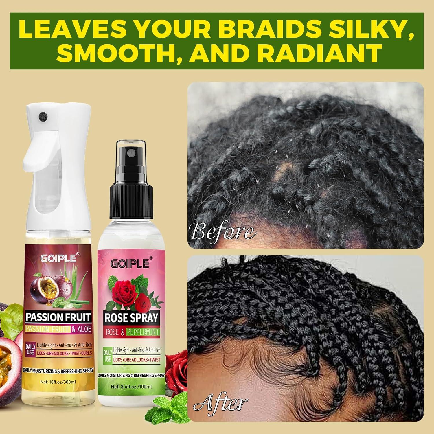 imageLoc Moisturizing Spray for Dull Dry Locs  Daily Passion Fruit Hair and Scalp Moisturizer for Dreadlocks Sisterlocks Microlocks Braids  Rose Water for Hair Loc Spray Moisturizing Refreshing2PCS