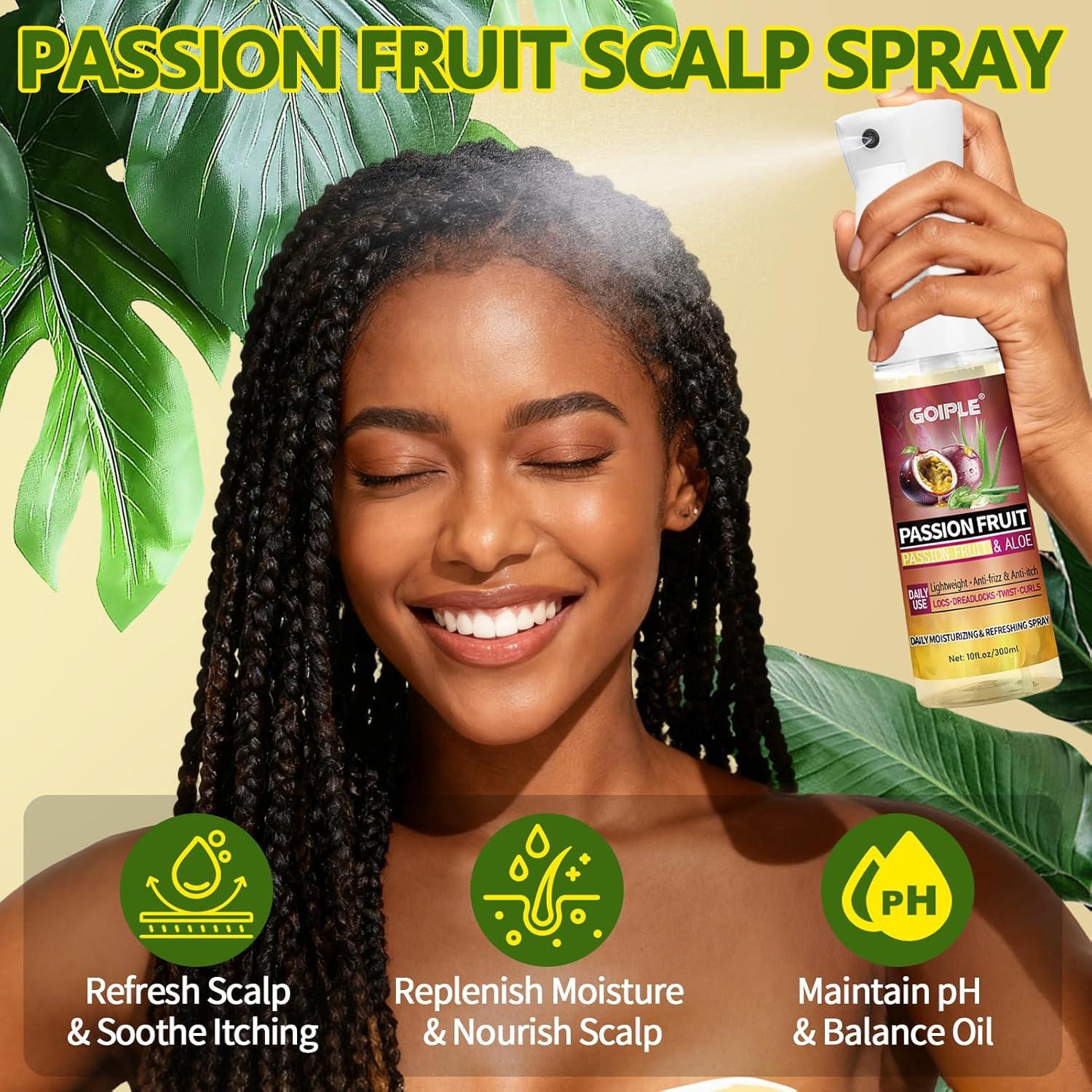 imageLoc Moisturizing Spray for Dull Dry Locs  Daily Passion Fruit Hair and Scalp Moisturizer for Dreadlocks Sisterlocks Microlocks Braids  Rose Water for Hair Loc Spray Moisturizing Refreshing2PCS