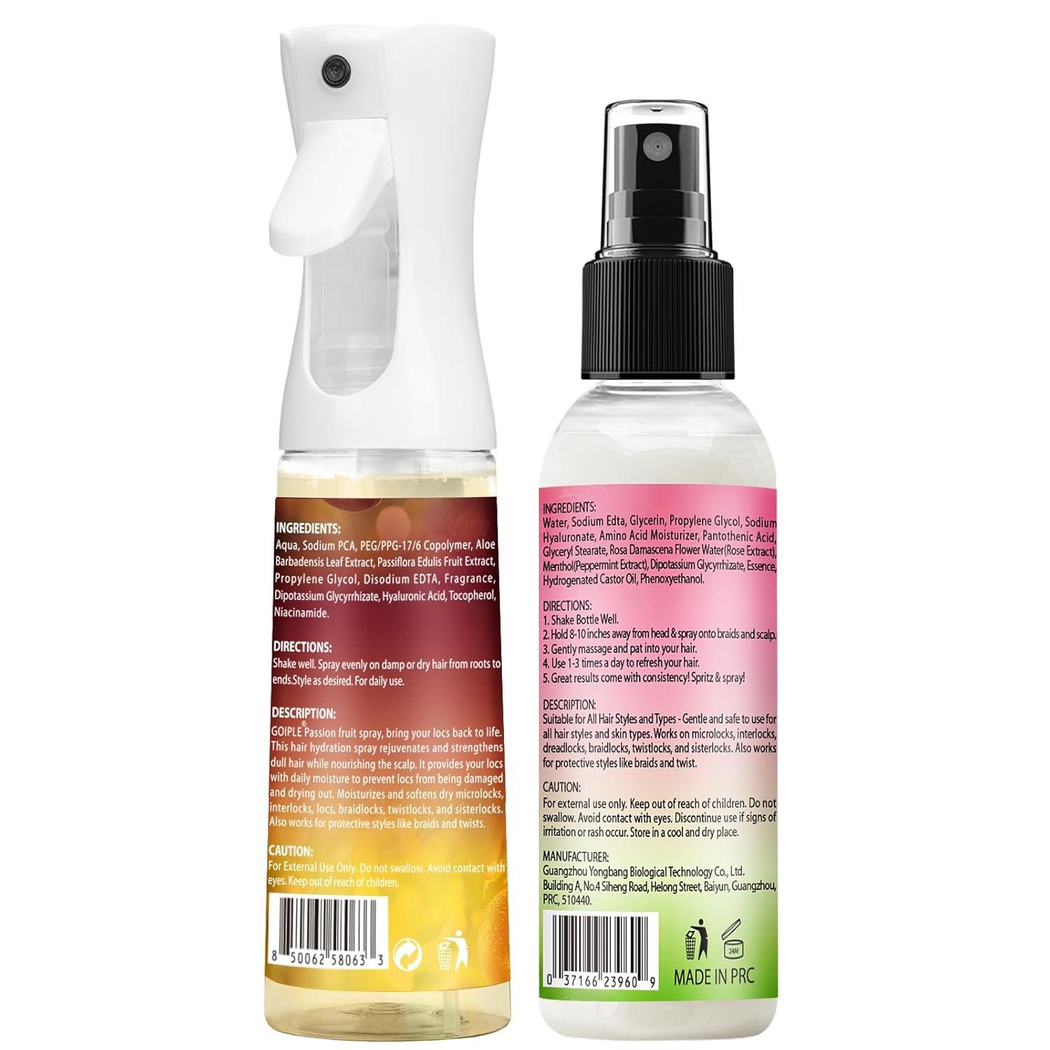 imageLoc Moisturizing Spray for Dull Dry Locs  Daily Passion Fruit Hair and Scalp Moisturizer for Dreadlocks Sisterlocks Microlocks Braids  Rose Water for Hair Loc Spray Moisturizing Refreshing2PCS