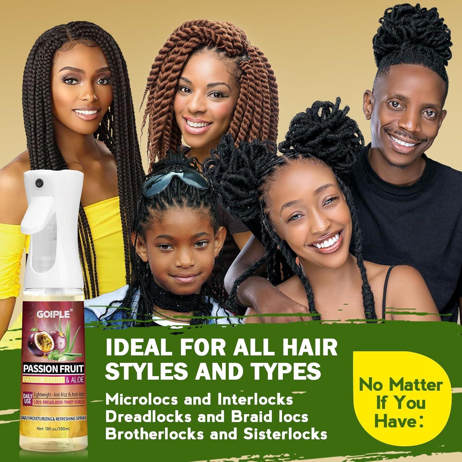 imageLoc Moisturizing Spray for Dull Dry Locs Daily Passion Fruit Hair and Scalp Moisturizer for Dreadlocks Sisterlocks Microlocks Braids Lightweight Refreshing Moisturizer Loc Spray for Antifrizz