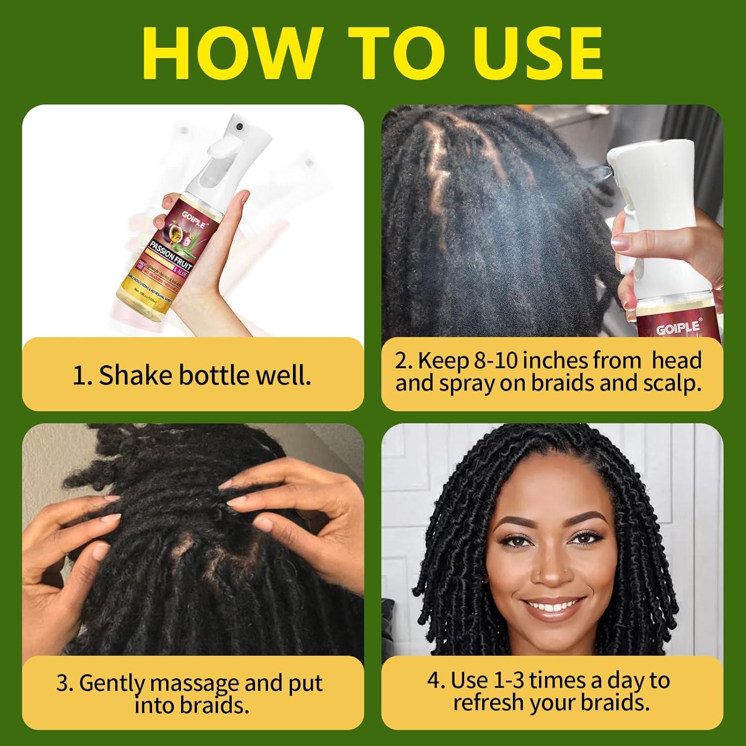 imageLoc Moisturizing Spray for Dull Dry Locs Daily Passion Fruit Hair and Scalp Moisturizer for Dreadlocks Sisterlocks Microlocks Braids Lightweight Refreshing Moisturizer Loc Spray for Antifrizz
