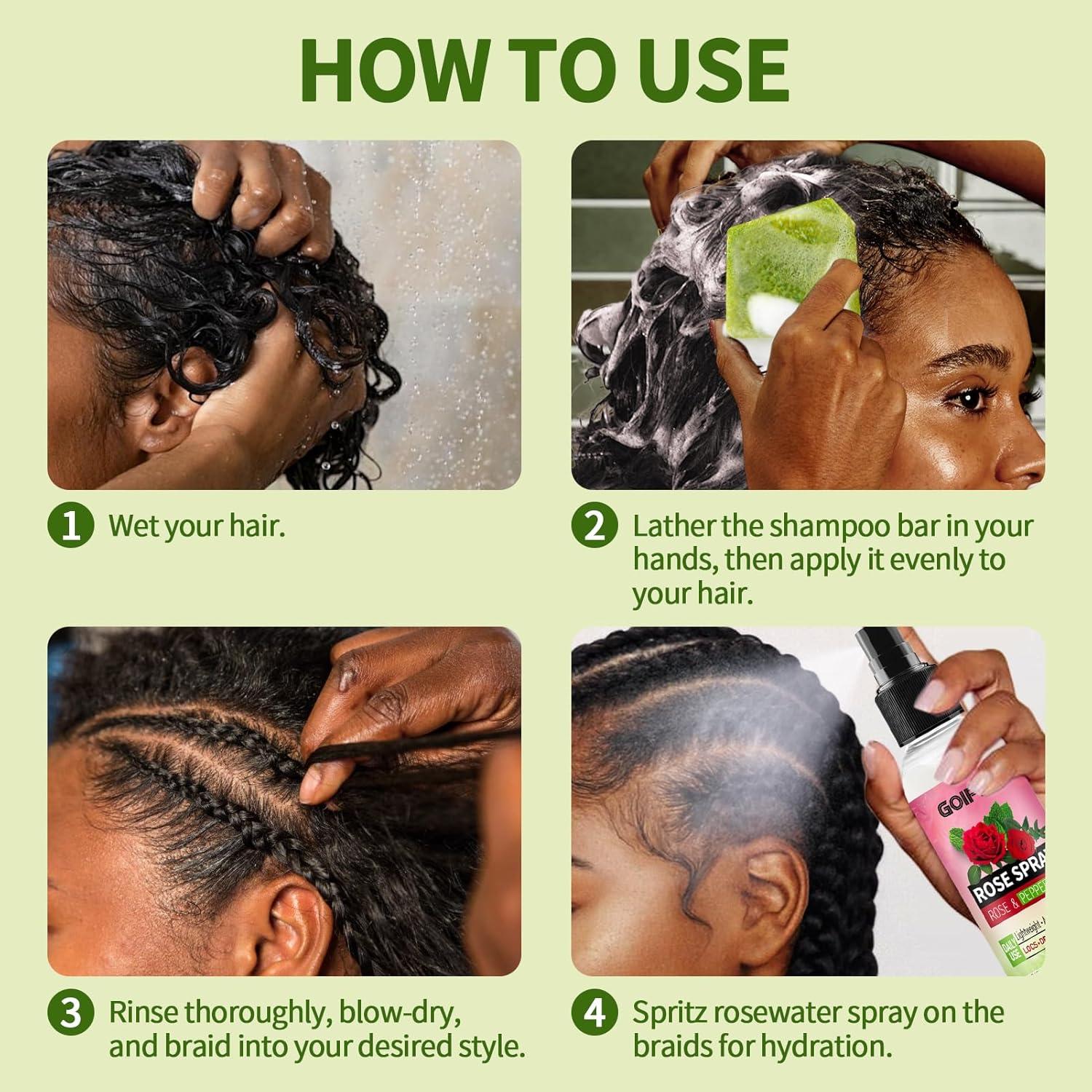 imageLoc Shampoo Bar ampamp Conditioner Braid Shampoo Bar Works for Dreadlocks Microlocs Sisterlocks Braids Remove Product  Rose Water for Hair Loc Spray Moisturizing Refreshing ampamp Wooden Holder