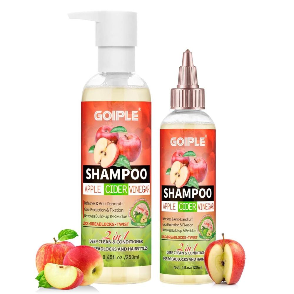 image2 in 1 Deep Clean ampamp Conditioner Apple Cider Vinegar Shampoo Rose ampamp Castor Hair Oil for Hair Growth Strengthening Hair Oil  Braid Shampoo Hair Growt Oil Set For Dreadlocks Locs Twist All Hair Typesshampoo2pcs