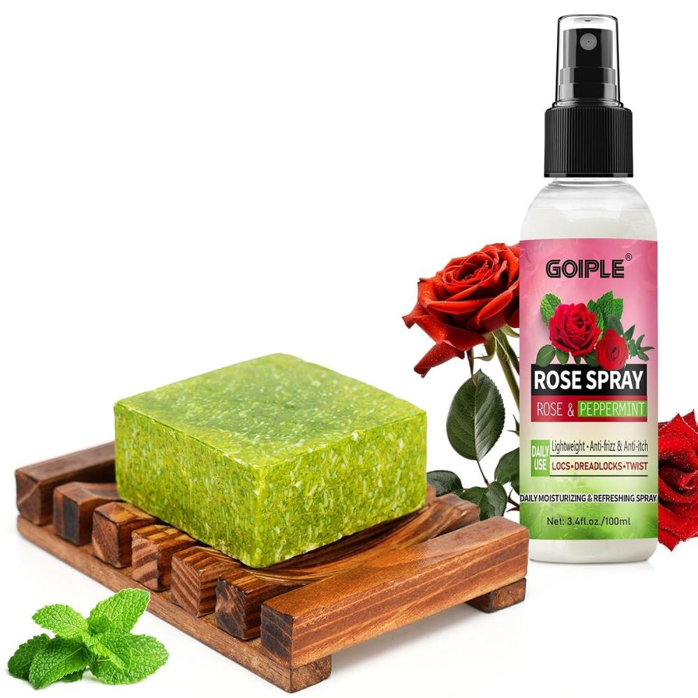 imageLoc Shampoo Bar ampamp Conditioner Braid Shampoo Bar Works for Dreadlocks Microlocs Sisterlocks Braids Remove Product  Rose Water for Hair Loc Spray Moisturizing Refreshing ampamp Wooden Holder