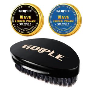 Curved 360 Wave Brush For Men – Medium Hard Palm Brush for Laying Down 360 Waves Made with Natural Boar Bristle and Wood Easy to Hold – Strong Hold Travel Size Wave Pomade Greasy 360 Layer Hair Waves