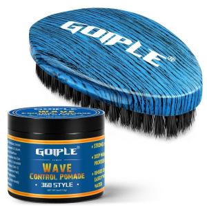 Curved 360 Wave Brush For Black Men Medium Hard Palm Brush for Laying Down Waves Made with Natural Boar Bristle and Wood Easy to Hold | Wave Pomade Strong Hold for Creating 360 Layer Hair Waves