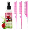 imageHair Comb for Detangling Defining ampamp Separating Curls  Rat Tail Comb 3 Row Unbraider Detangler Brush For Braids  Rose Water Spray To Moisturize ampamp Soften Braids  Styling Combs for All Hair Types