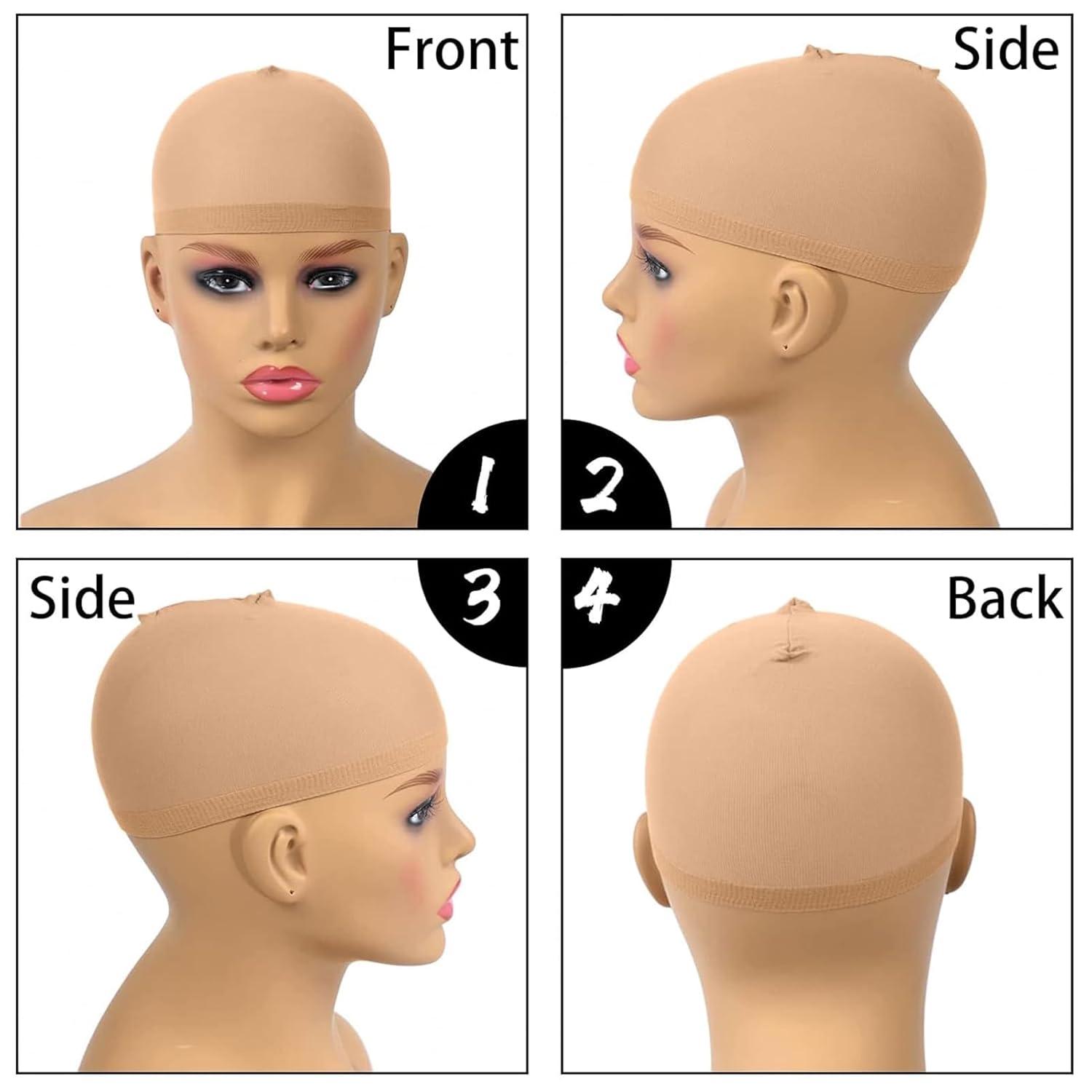 imageGoiple Stretchy Nylon Wig Caps Bold Wig Cap for Men ampamp Women 8 Pieces Light BrownLight brown8pcs