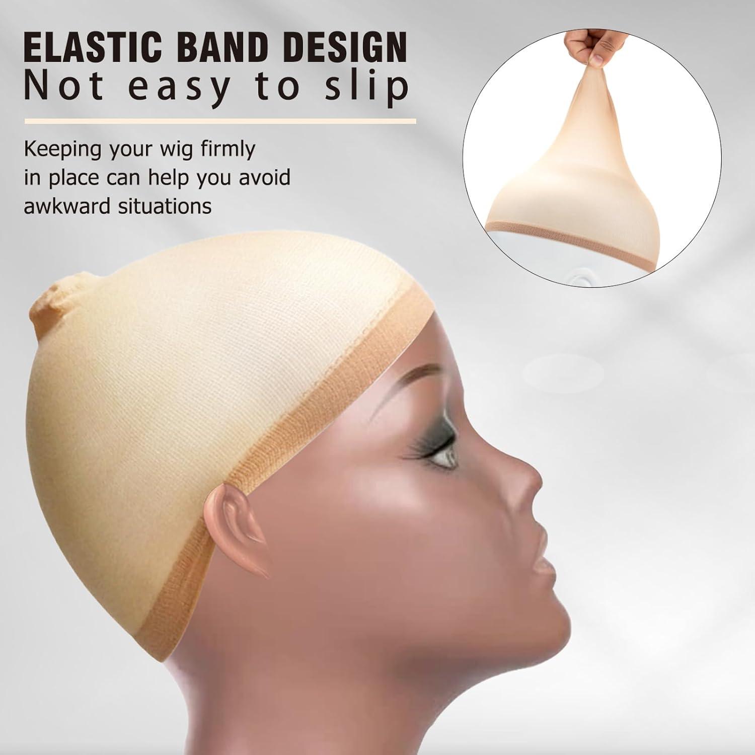 imageGoiple Stretchy Nylon Wig Caps Bold Wig Cap for Men ampamp Women 8 Pieces Light BrownLight brown8pcs